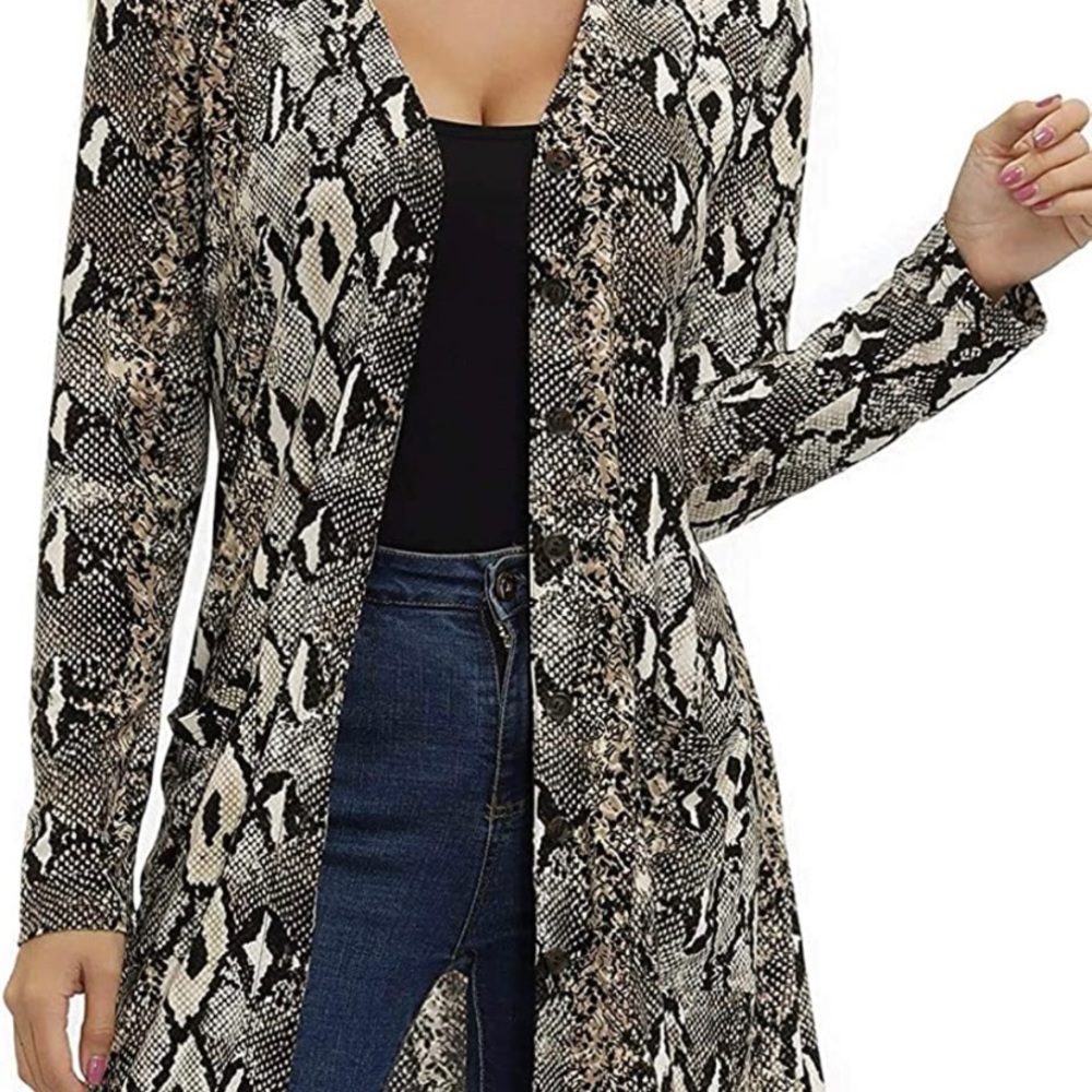 Women's Snakeskin Print Cardigan (Small)